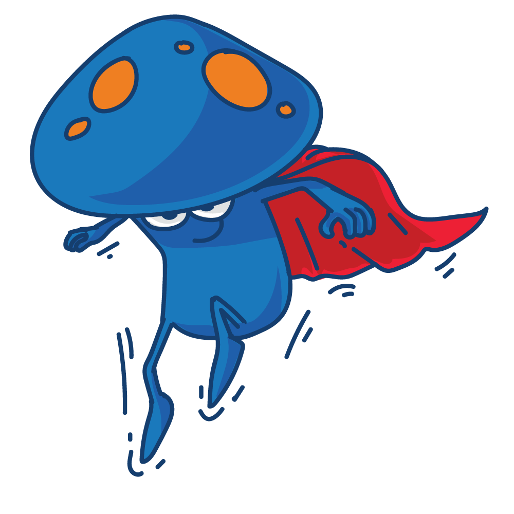 shrooma in superhero cape