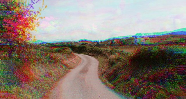 medium psychedelic effect country lane