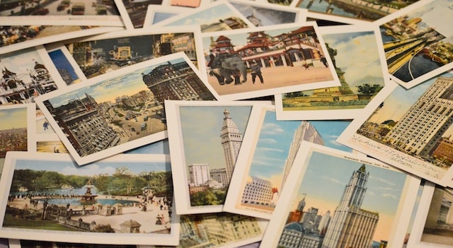 pile of postcards of new york